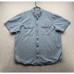 Carhartt Button Up Shirt Mens XL Relaxed Fit Blue Workwear‎ Mechanic S200 CBL